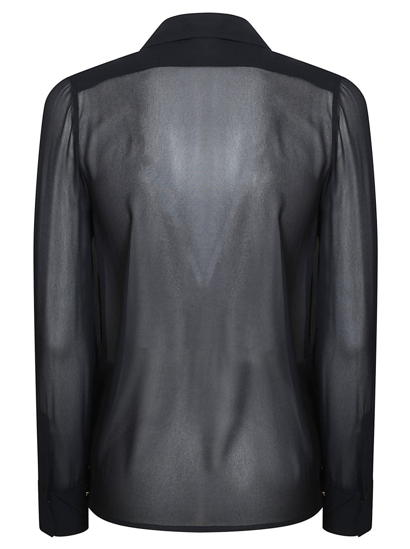 Elisabetta Franchi Sheer Zip V-Neck Blouse