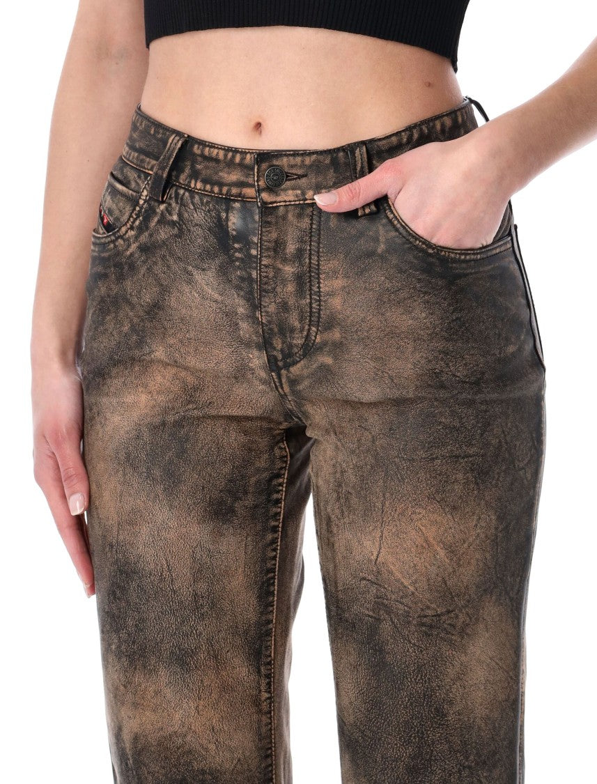 Diesel Ysa Distressed Hand Brushed Leather Pants