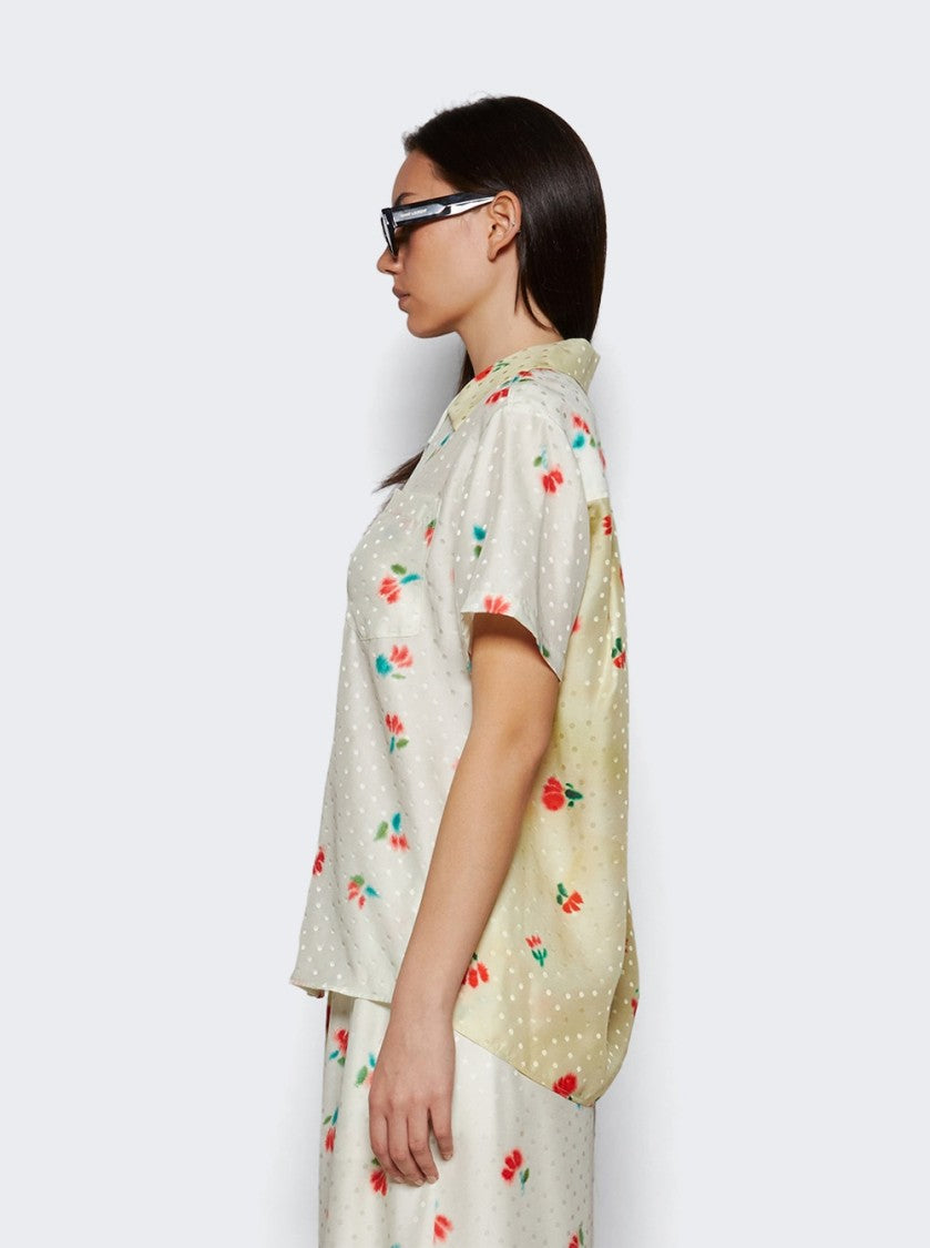 Rosie Assoulin Cabana Top In Tulip Jacquard White And Multicolor