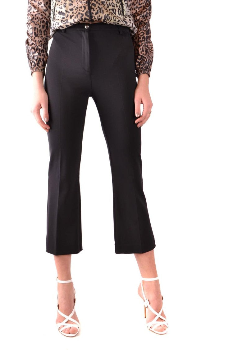 Pinko Cropped Black Trousers With Slight Flare Hem
