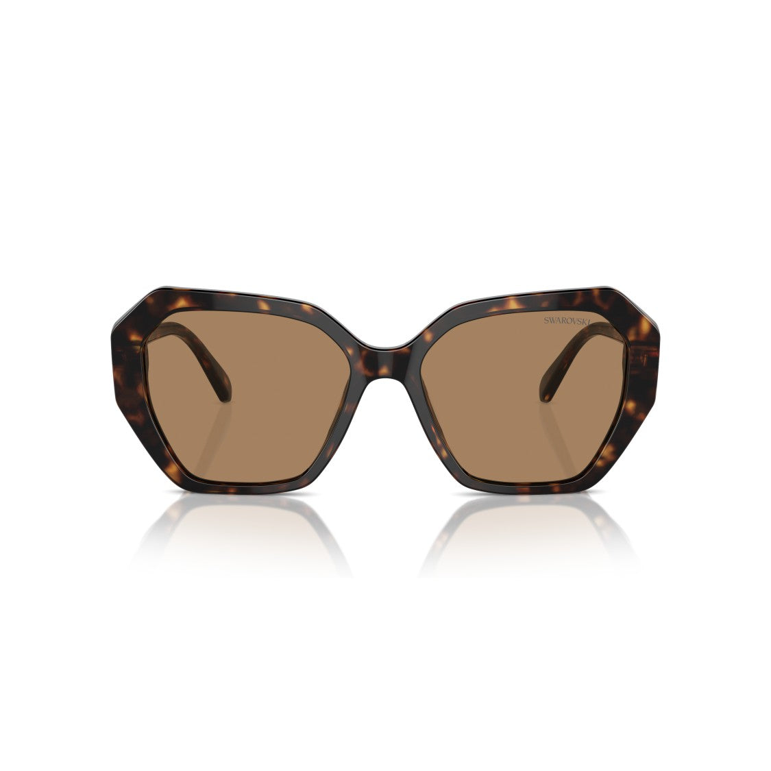Swarovski 0Sk6017 Oversized Geometric Tortoiseshell Sunglasses With Crystal Accents
