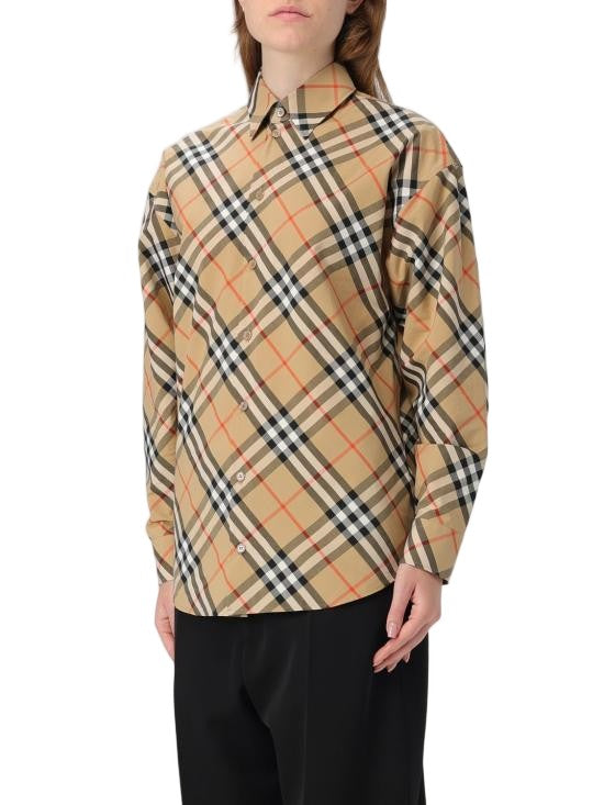 Burberry Distinctive Large Check Pattern Button-Up Shirt
