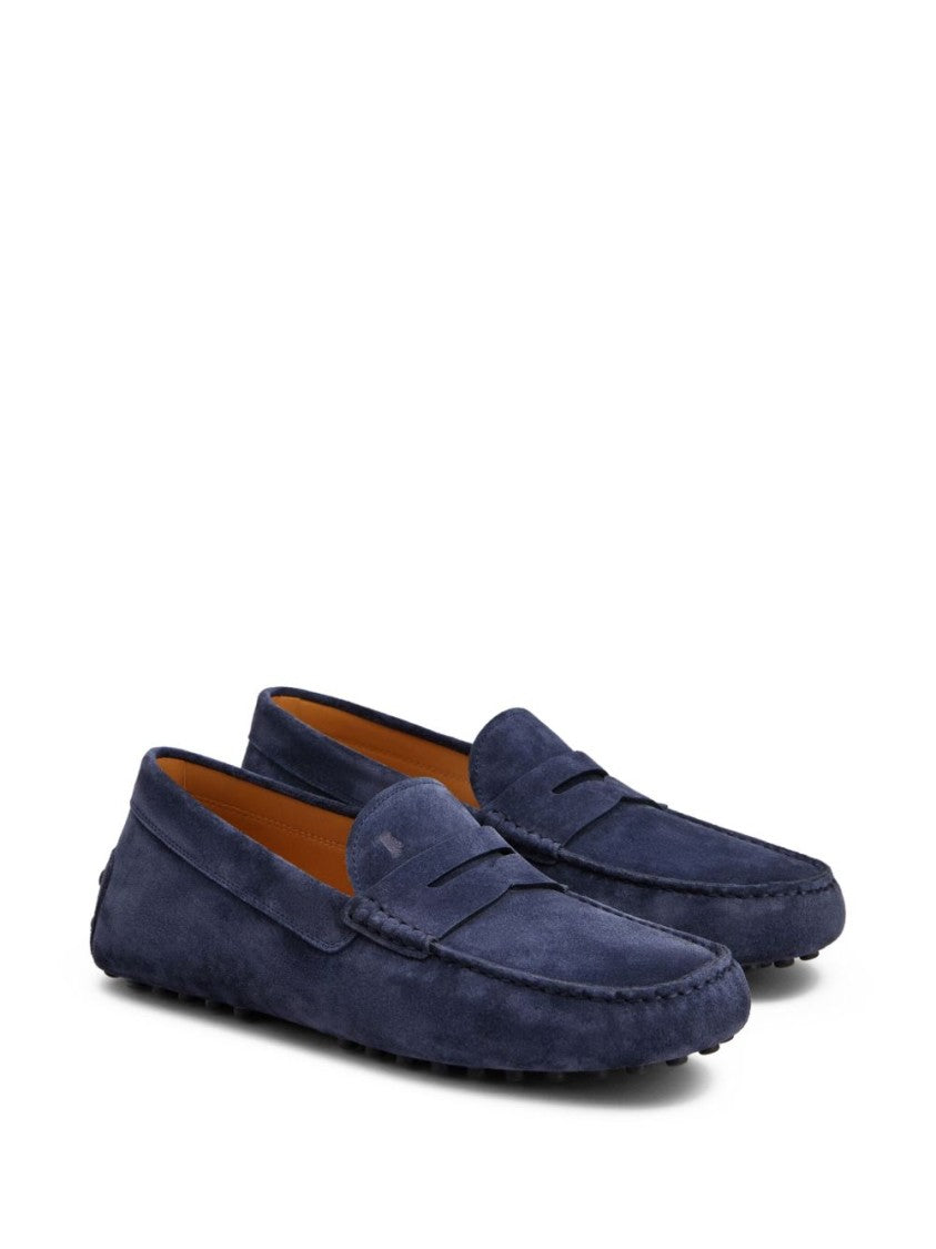 Tod's Blue Calfskin Suede Driving Loafers