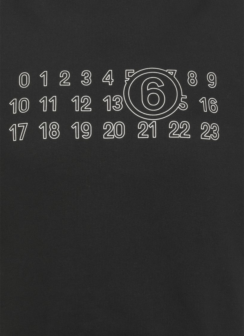 Mm6 By Maison Margiela Graphic Black Cotton Sweatshirt With Contrasting Numeric Logo