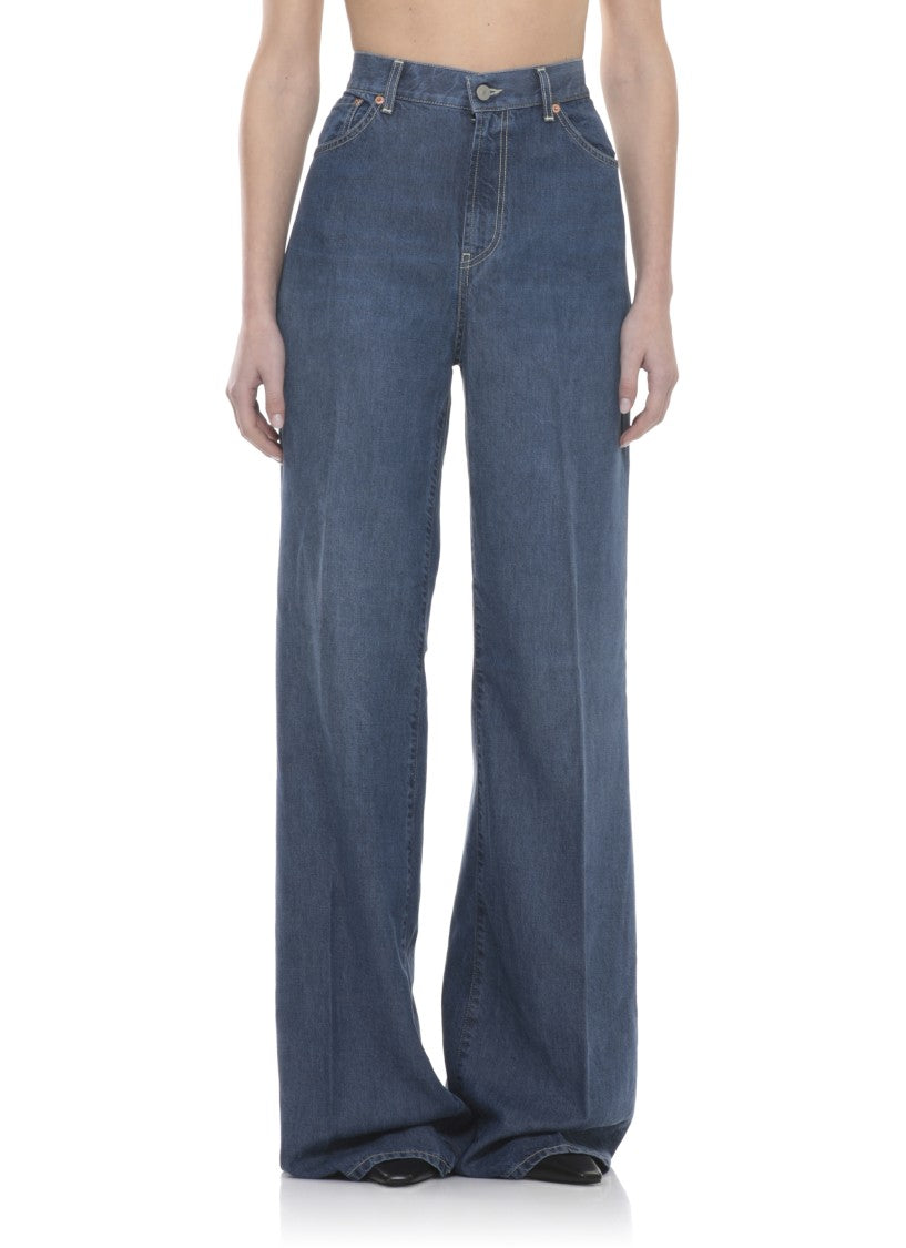 Dondup Blue Amber Leather Tab Denim Jeans