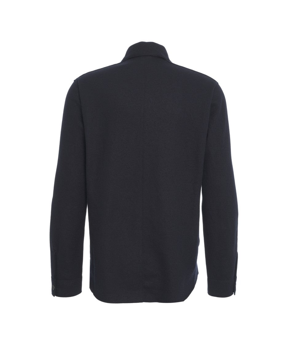 Transit Minimalistic Virgin Wool Overshirt With Structural Collar