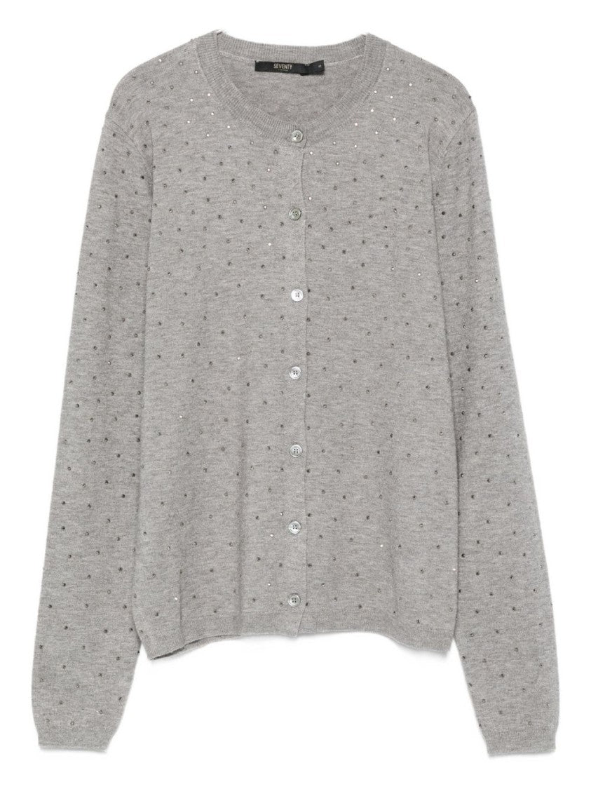 Seventy Sergio Tegon Dotted Texture Grey Knit Cardigan