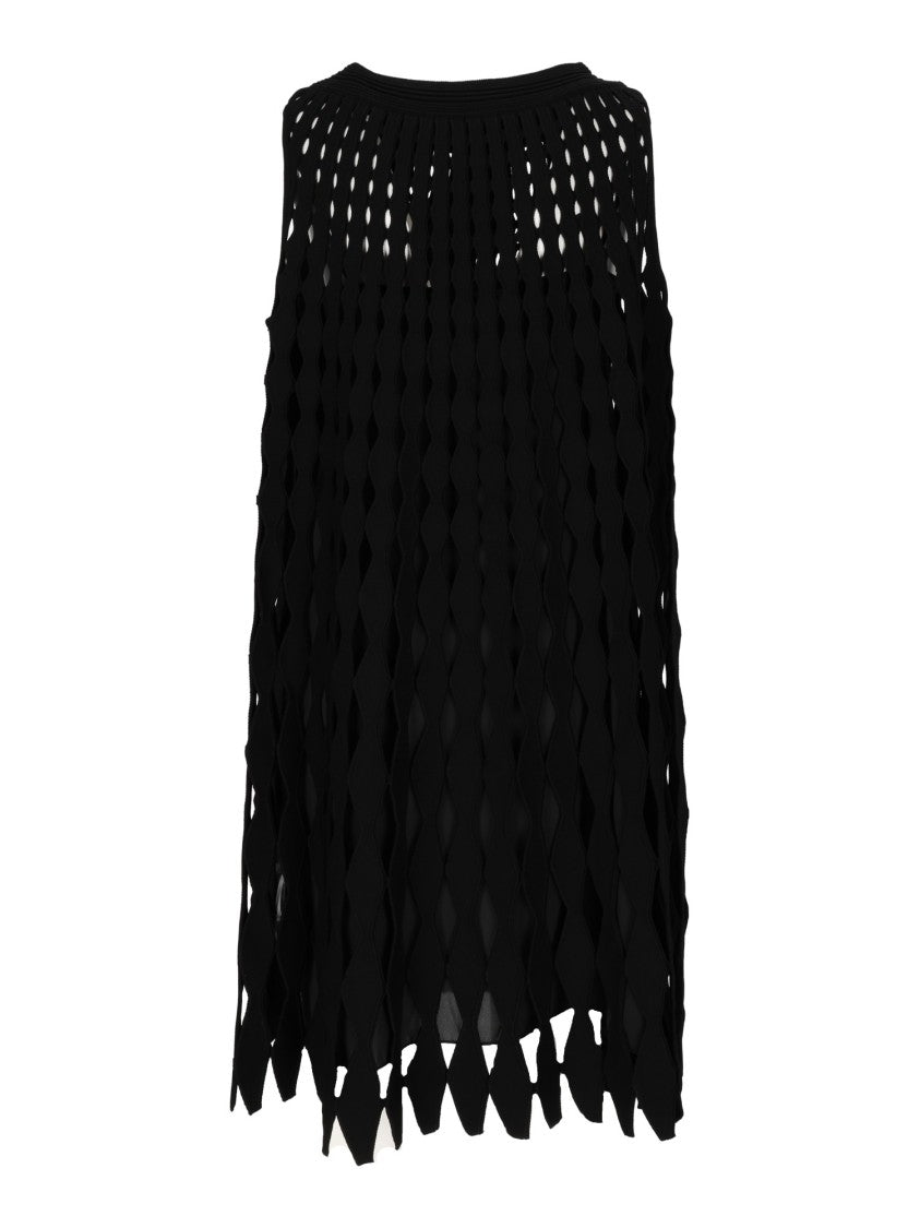 Emporio Armani Openwork Sleeveless Dress With Diamond Cutouts And Flowing Silhouette