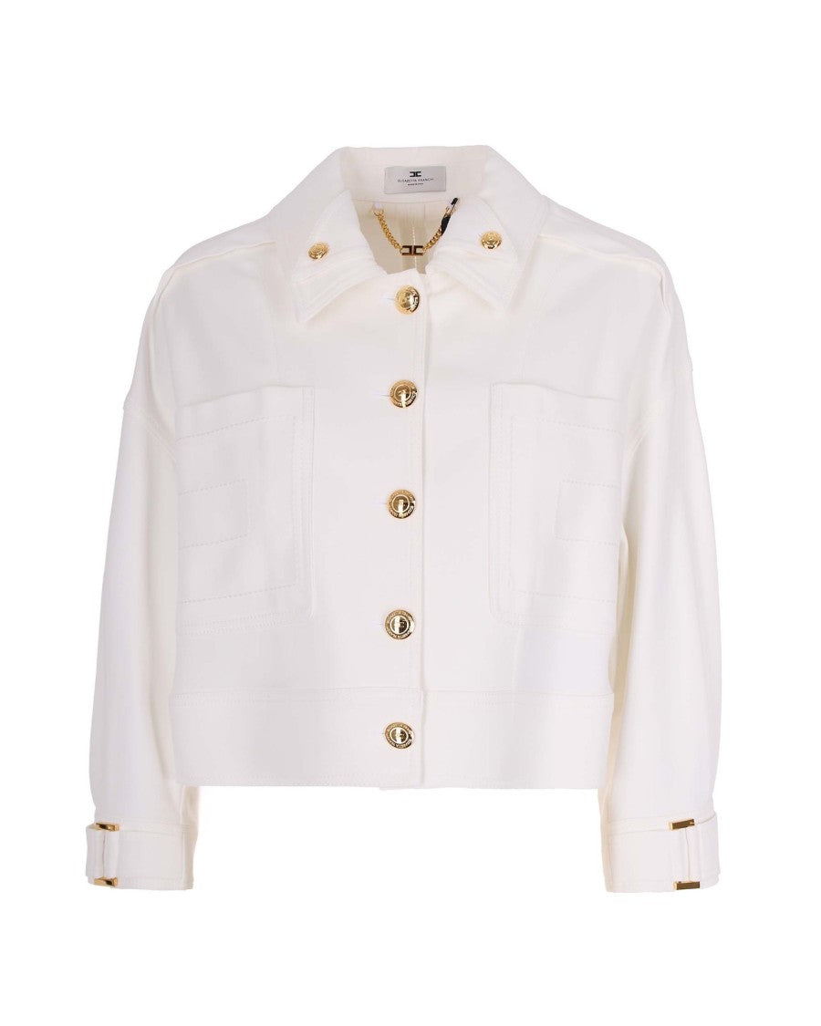 Elisabetta Franchi Gabardine Overfit Jacket With Double Collar