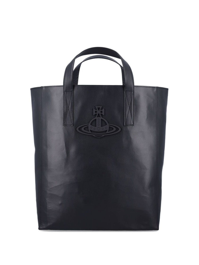 Vivienne Westwood Sleek Black Handbag With Dual Top Handles