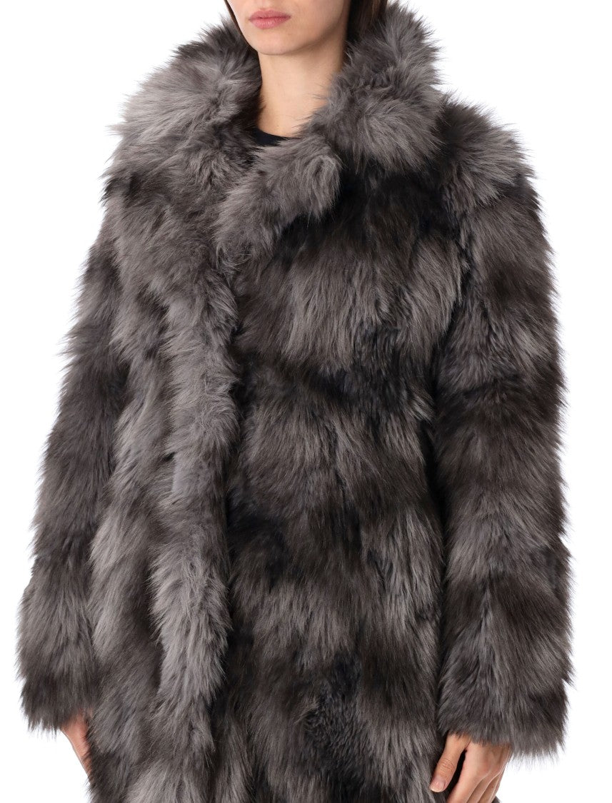 Sword Coat Eco Martora Mottled Plush Faux Fur Long Coat