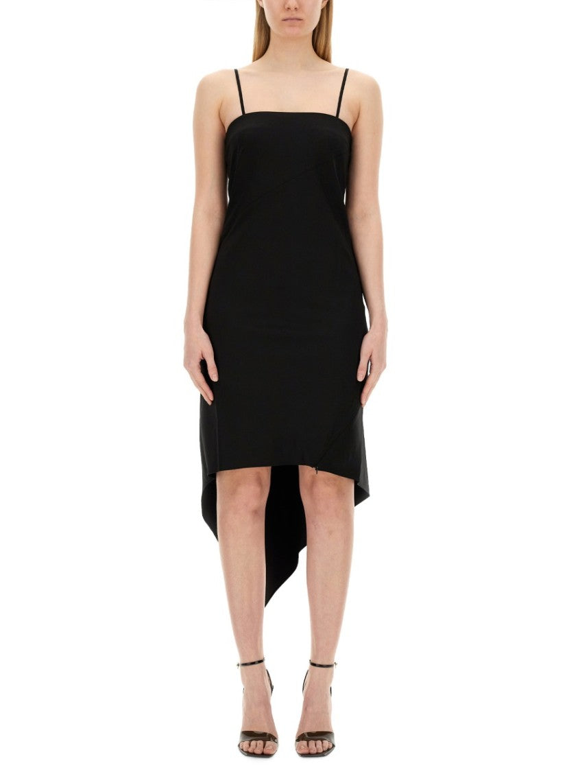 Helmut Lang Fitted Evening Dress With Scarf Hem Design