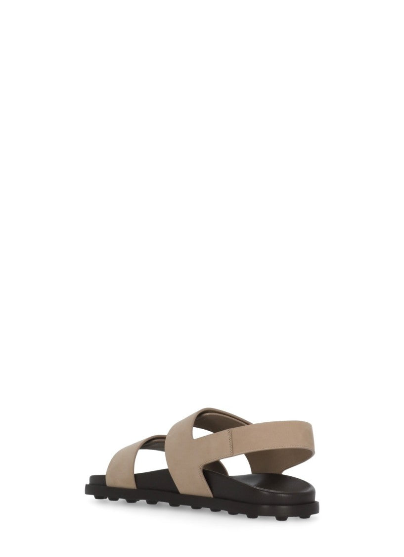 Tod's Pink Velcro Strap Leather Sandals