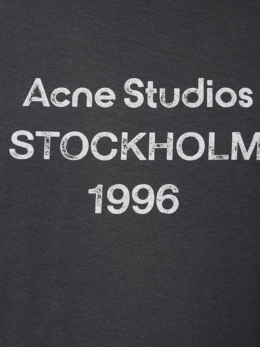 Acne Studios Front-Print Cotton And Hemp T-Shirt With Classic Crew Neck