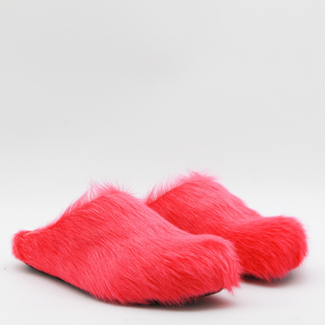 Marni Vibrant Pink Faux Fur Slip-On Mules
