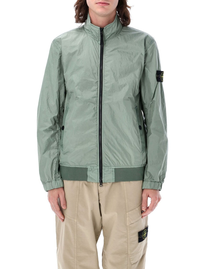 Stone Island Crinkle Bomber Jacket With Stand-Up Collar