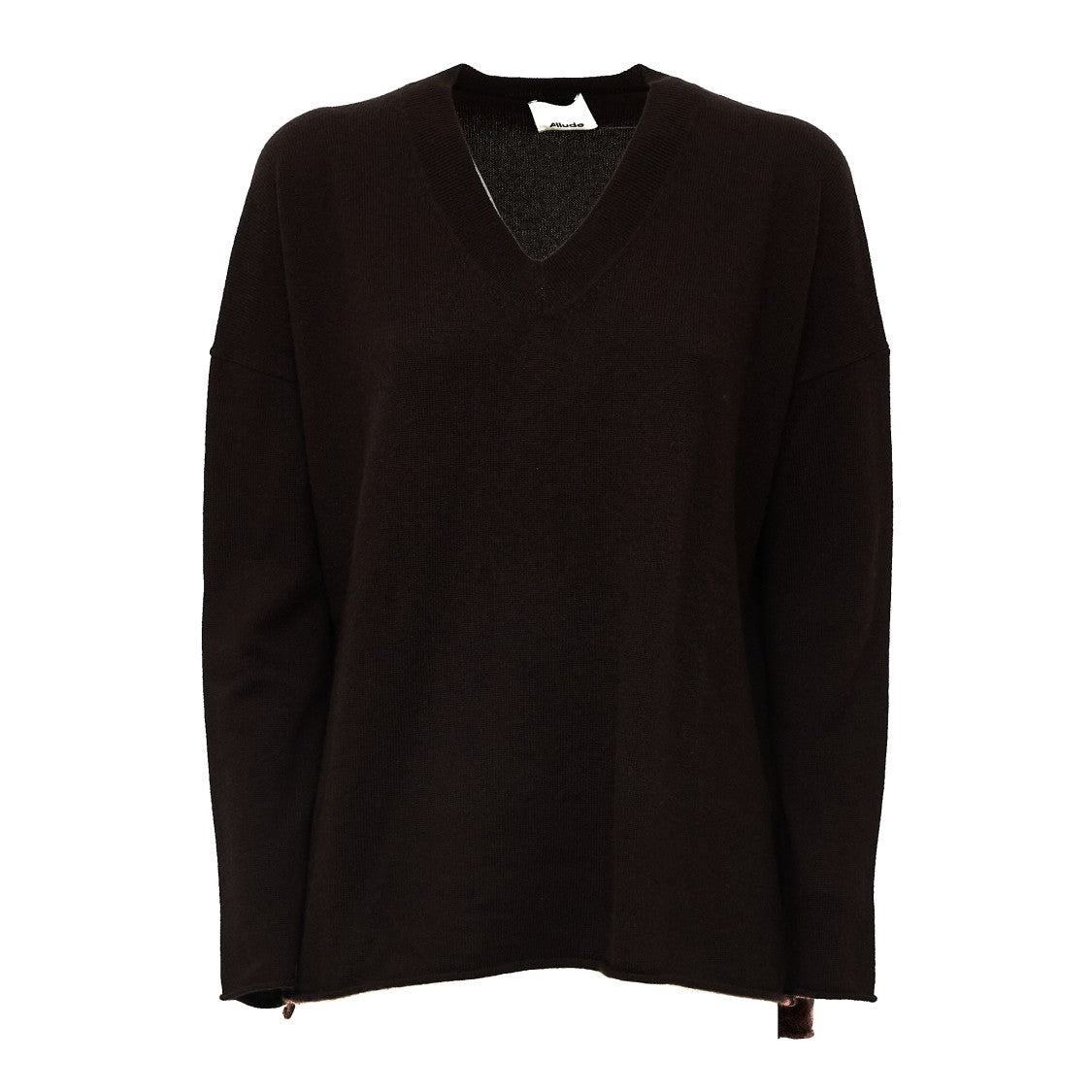 Allude V-Neck Oversized Side Slit Cashmere Sweater