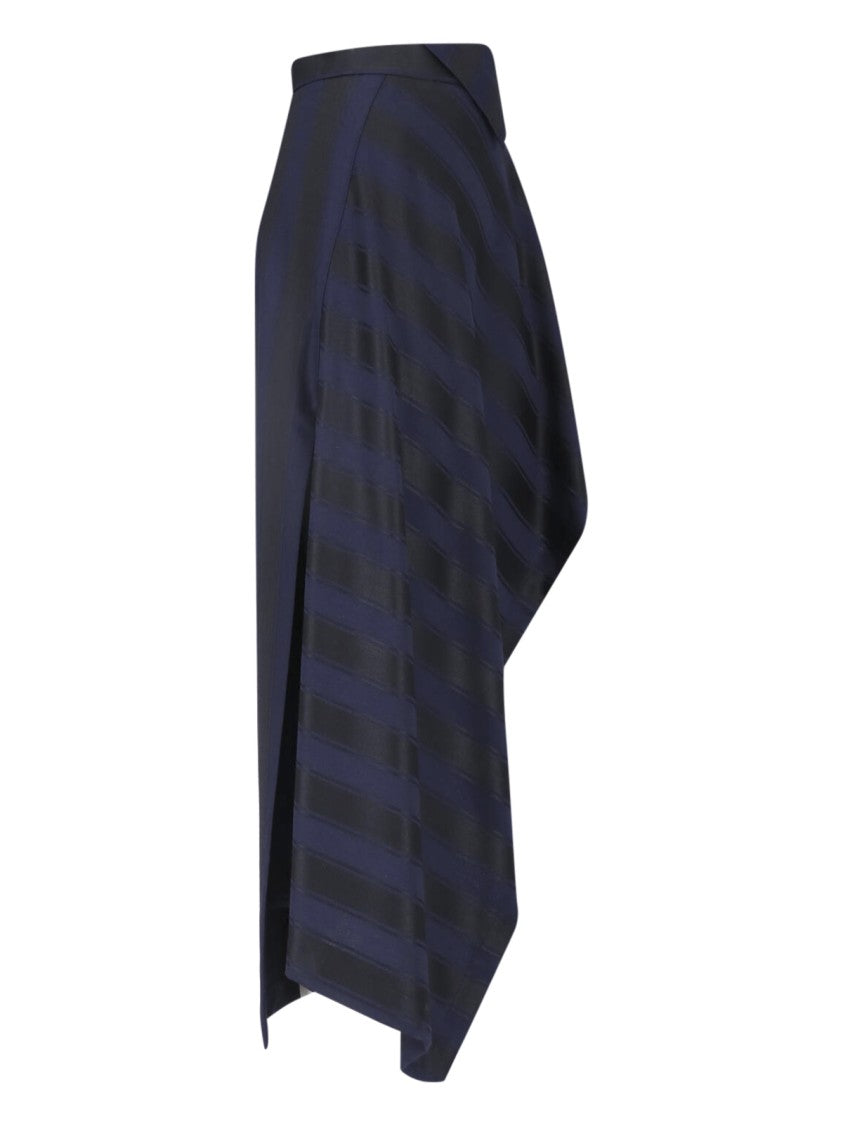 Vivienne Westwood Blue Draped Front Virgin Wool Midi Skirt