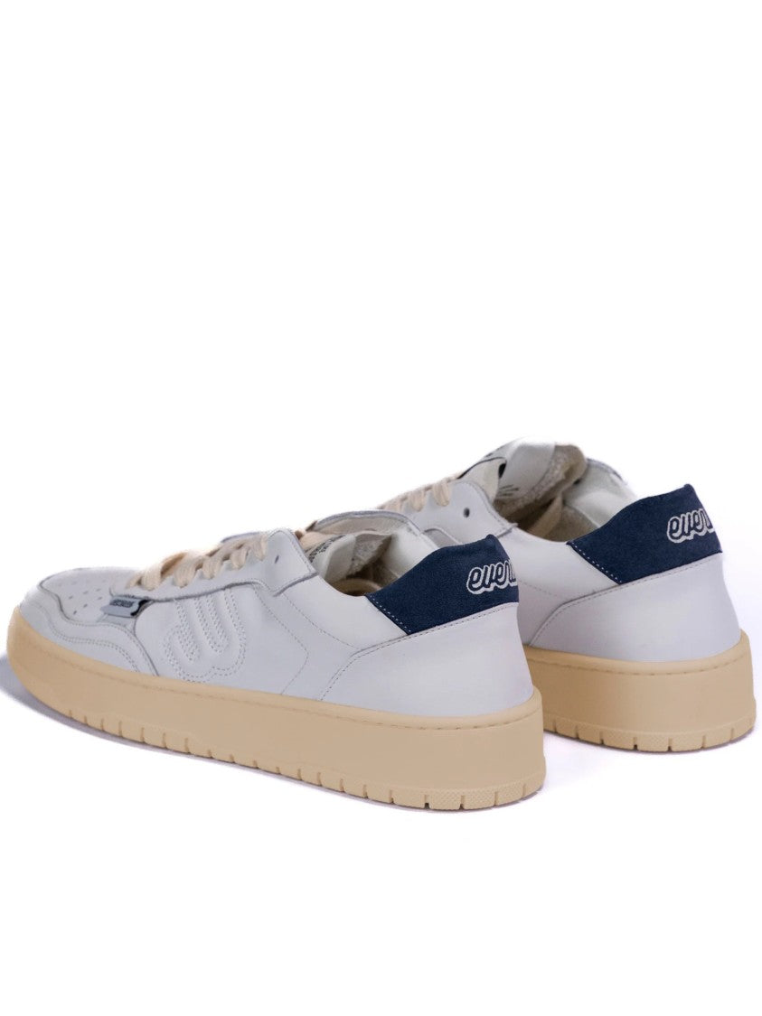 Evenu Minimalist White Leather Low-Top Sneakers With Embossed Detailing