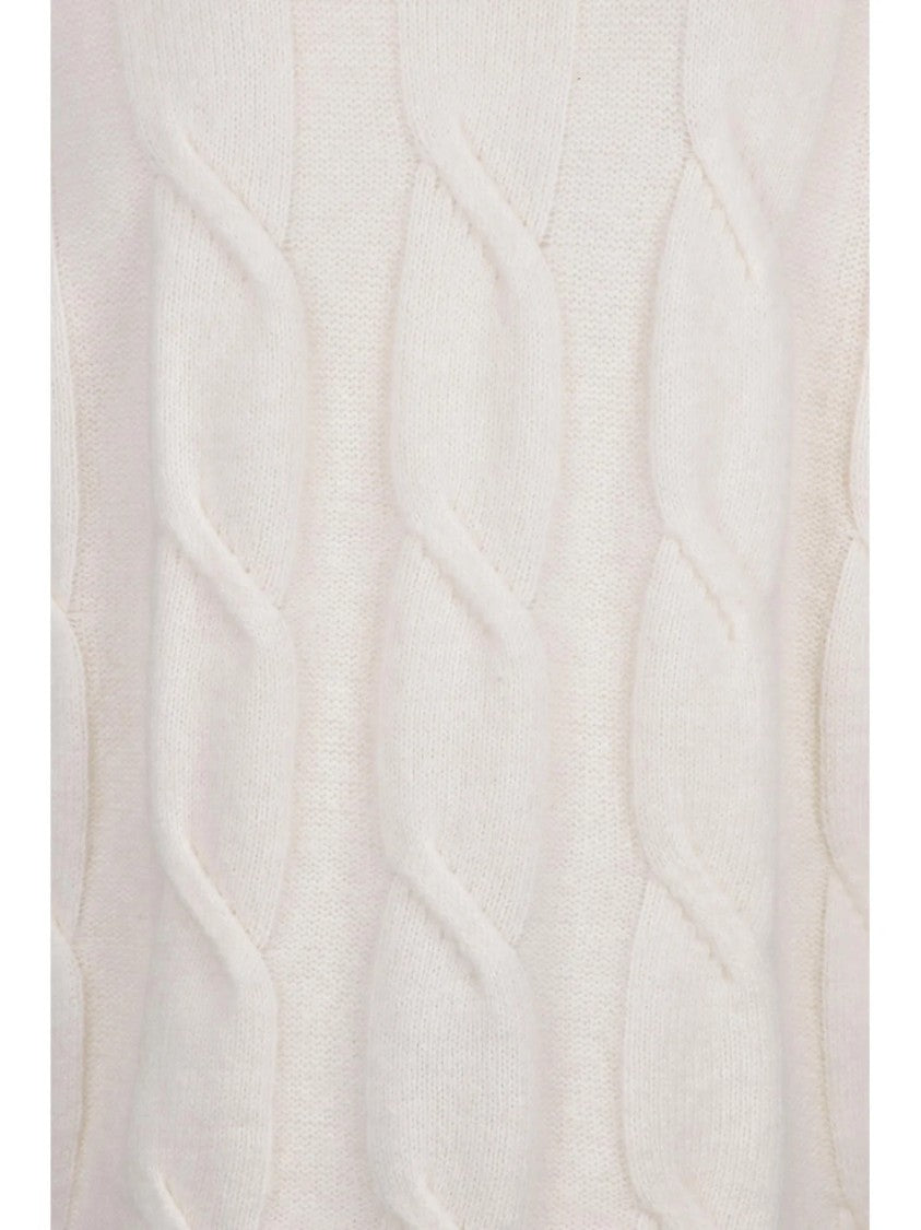 Eleventy High Neck Cable Knit Sweater In Refined Yarn Blend