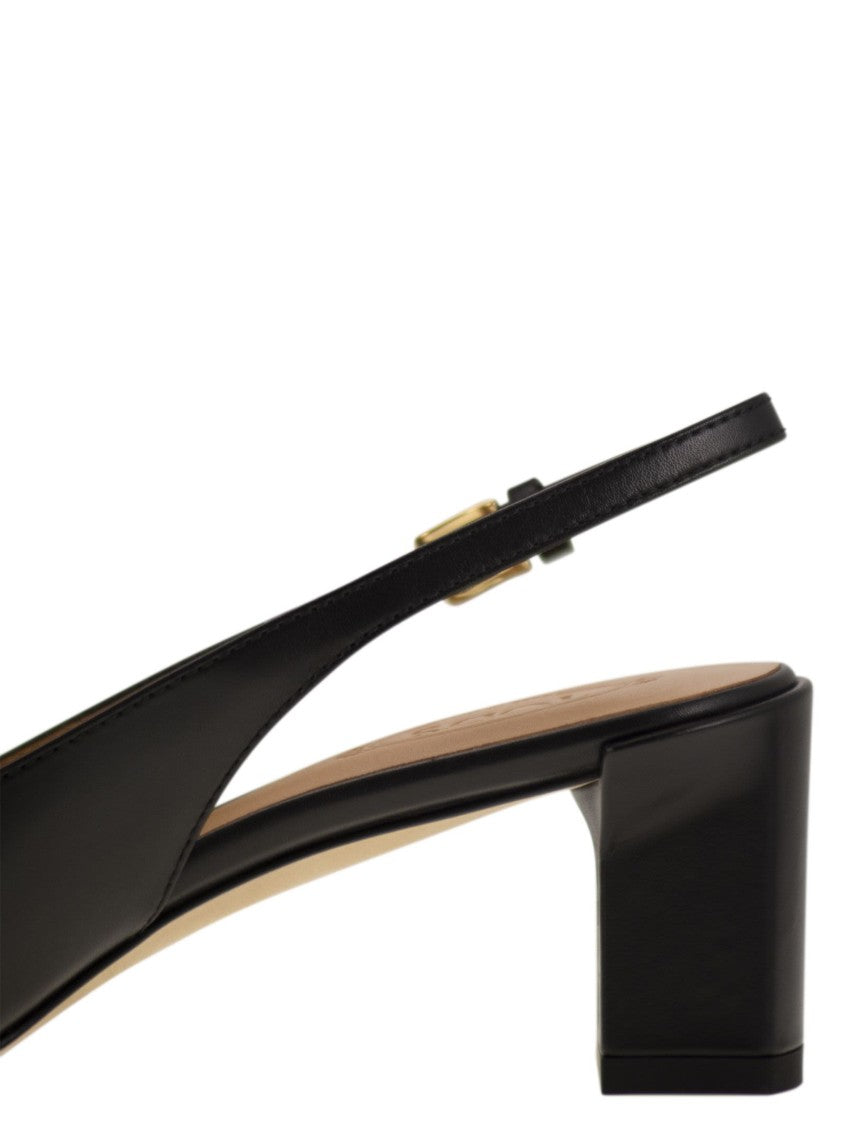 Tod's Calfskin Slingback Pump With Geometric Heel