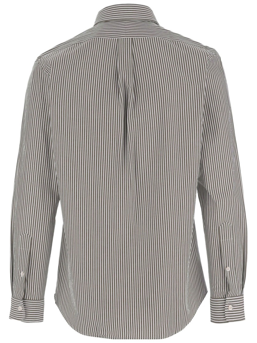 Polo Ralph Lauren Brown Striped Stretch Cotton Shirt