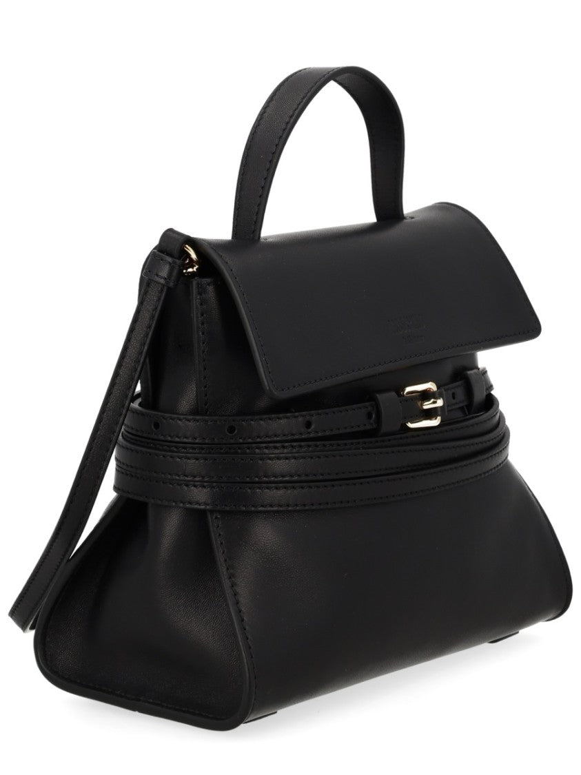 Moschino Black Tie Me Small Flap Handbag