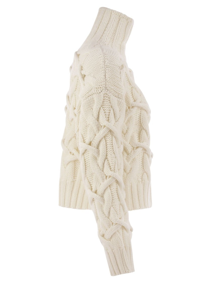Brunello Cucinelli Braided High-Necked Cashmere Sweater