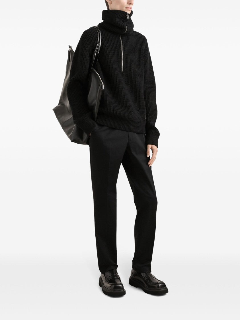 Dolce & Gabbana Tailored Stretch Cotton Gabardine Black Trousers
