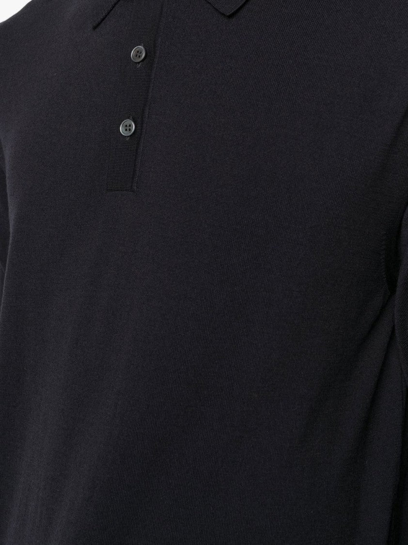 Zanone Black Classic-Fit Wool Blend Polo Shirt