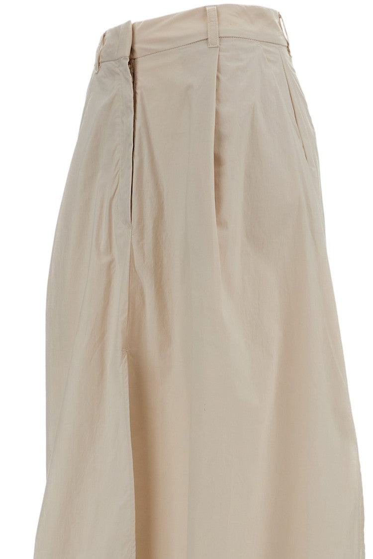 The Latest Long Cotton Skirt With Pleats And Side Slits