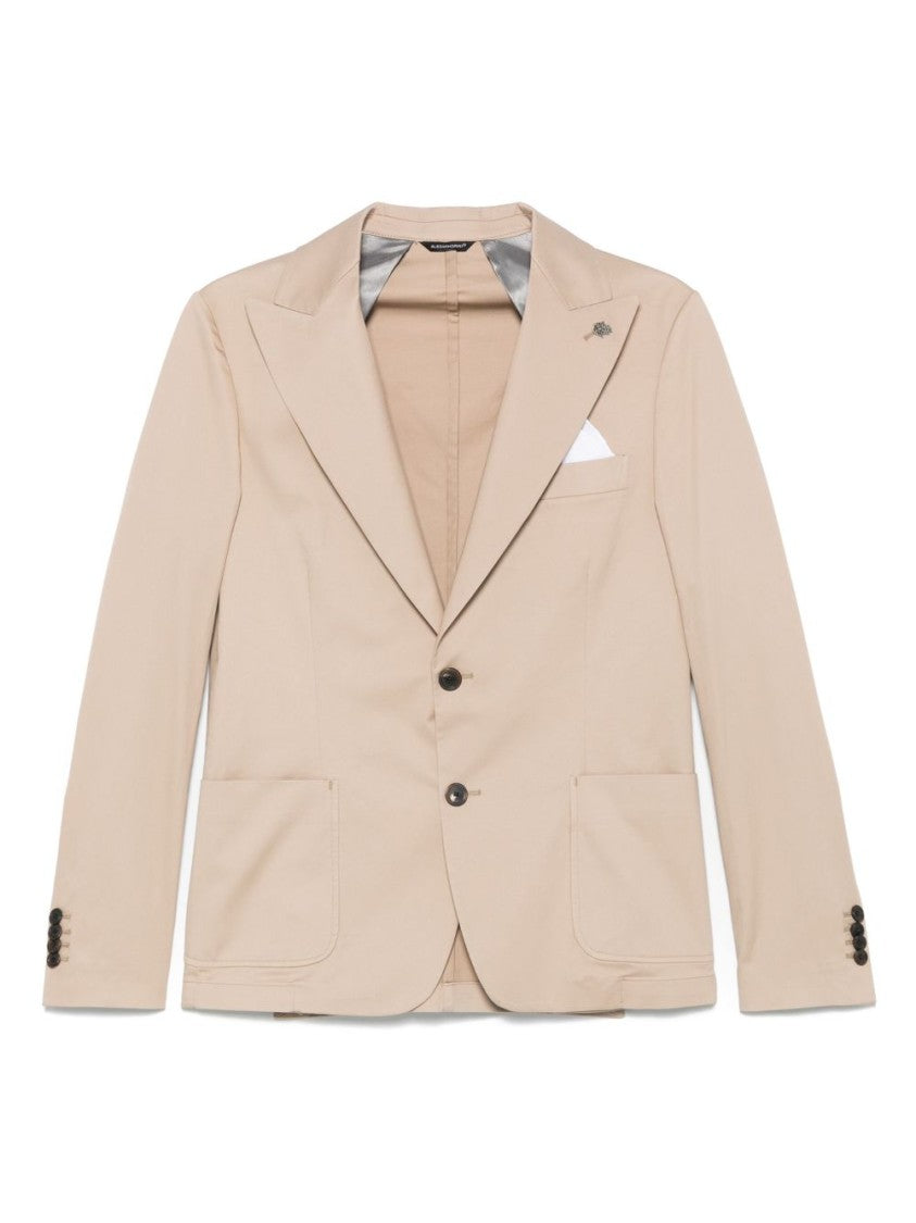 Daniele Alessandrini Tailored Beige Jacket With Classic Notch Lapel