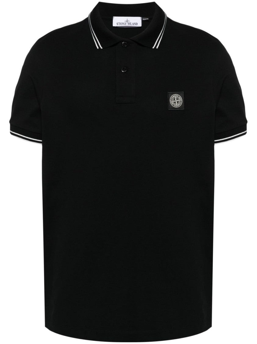 Stone Island Classic Ribbed Collar Polo Shirt With Iconic Branding