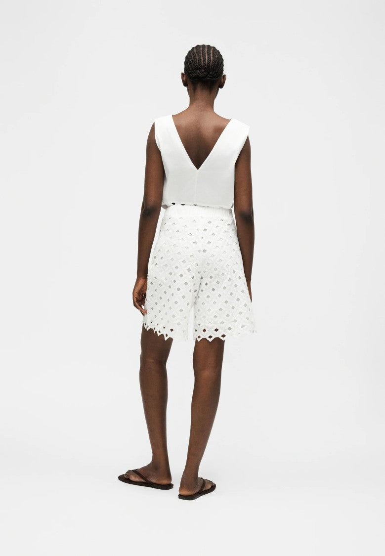Max Mara Eyelet Lace Shorts With Scalloped Hem