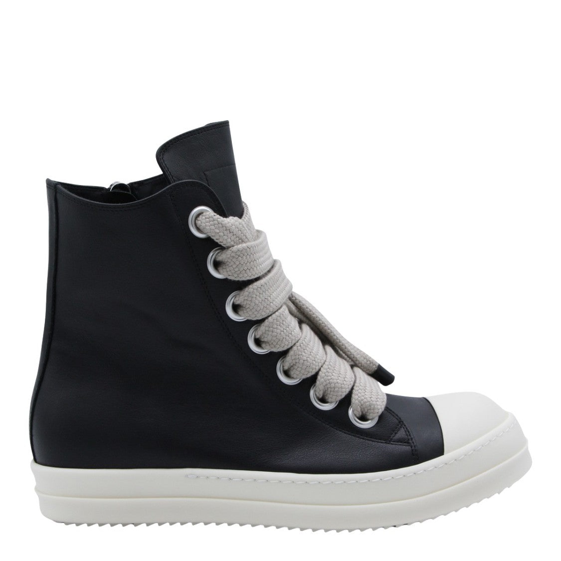 Rick Owens High-Top Sneakers With Oversized Light Grey Lace