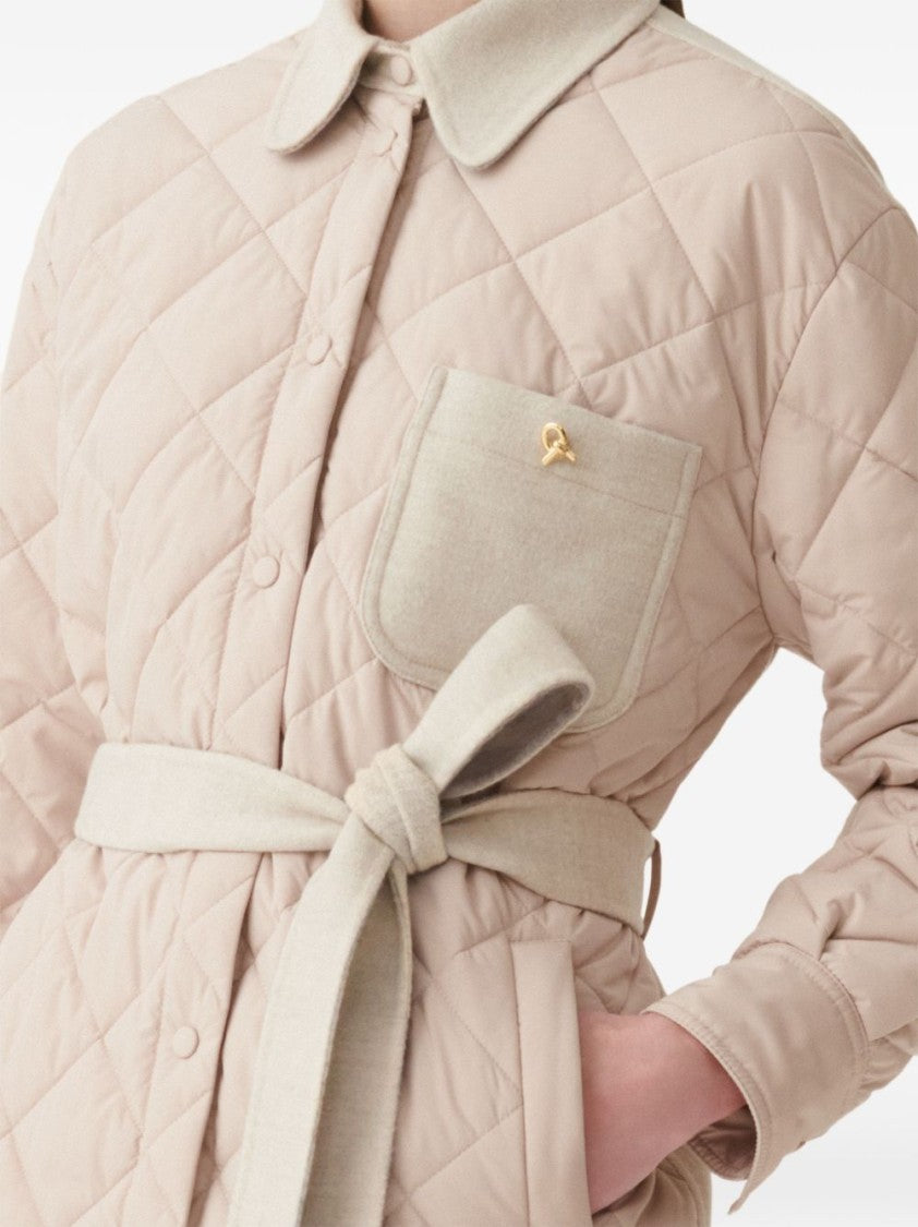 Fabiana Filippi Diamond-Quilted Decorative Gold Accents Short Coat