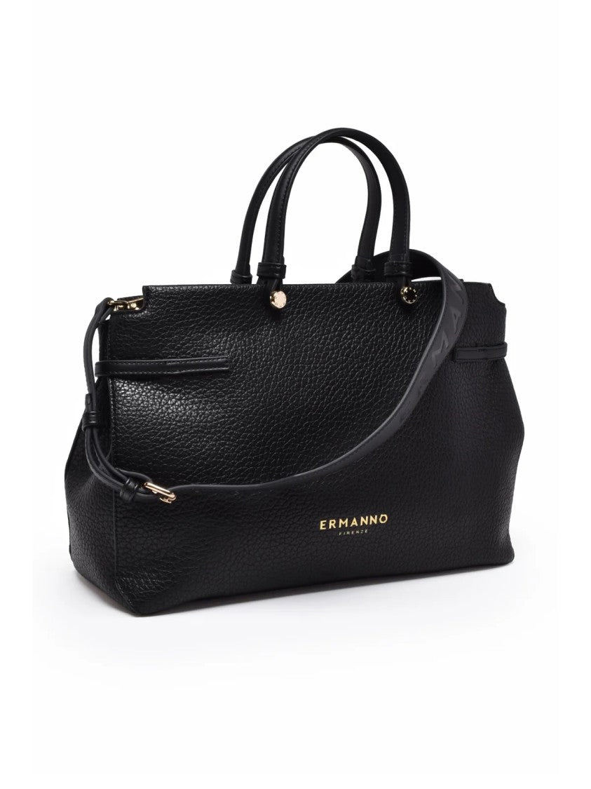 Ermanno Firenze Black Polyurethane Unity Handbag