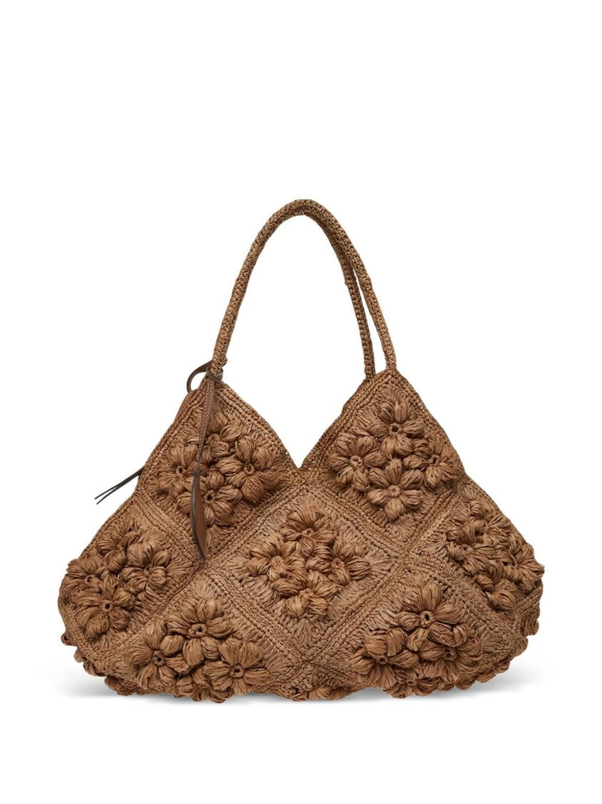 Afar Textured Floral Crochet Handbag With Removable Pouch
