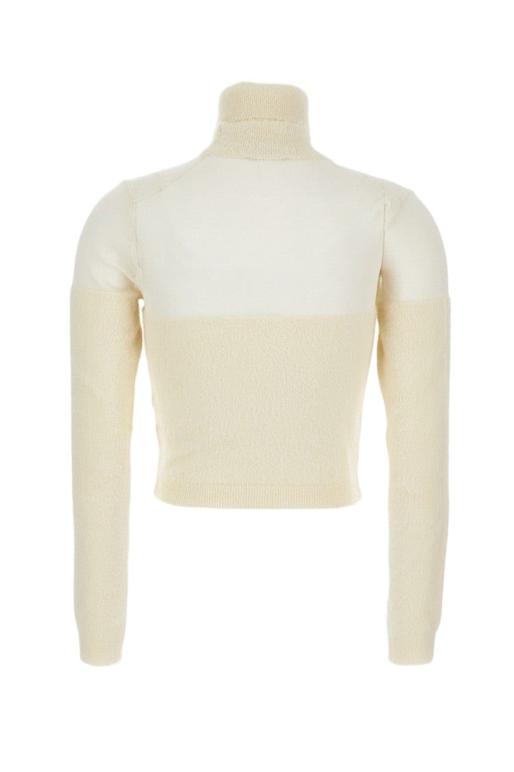 Elisabetta Franchi Fur-Effect Knit Turtleneck Sweater With Brushed Inserts
