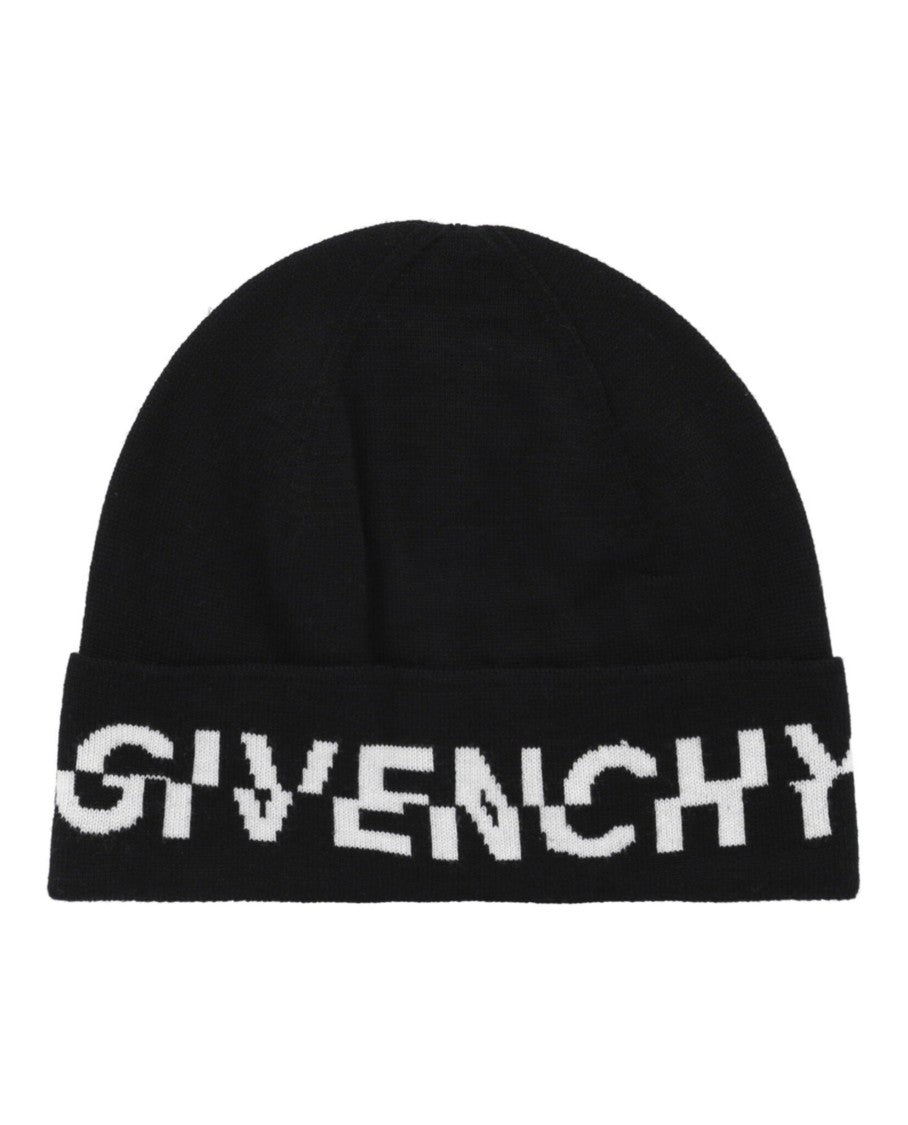 Givenchy Wool Beanie With Turn-Up Brim And Contrast Logo