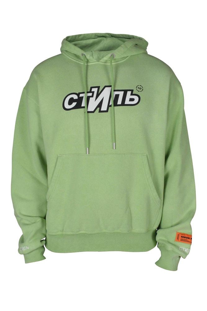 Heron Preston Light Green Oversized Hooded Sweatshirt