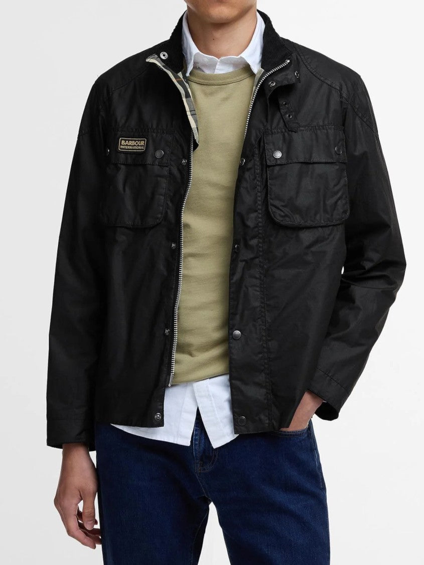 Barbour High-Collar Black Jacket With Buckle Detail