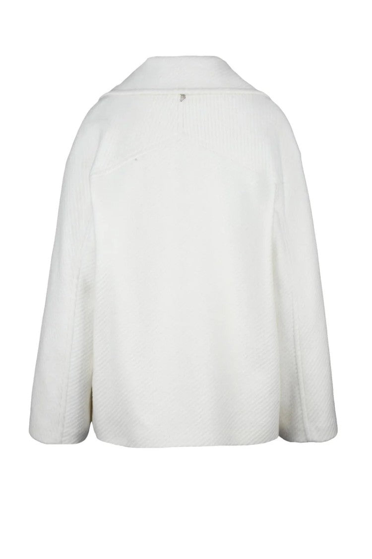 Dondup Double-Breasted White Coat With Classic Lapel
