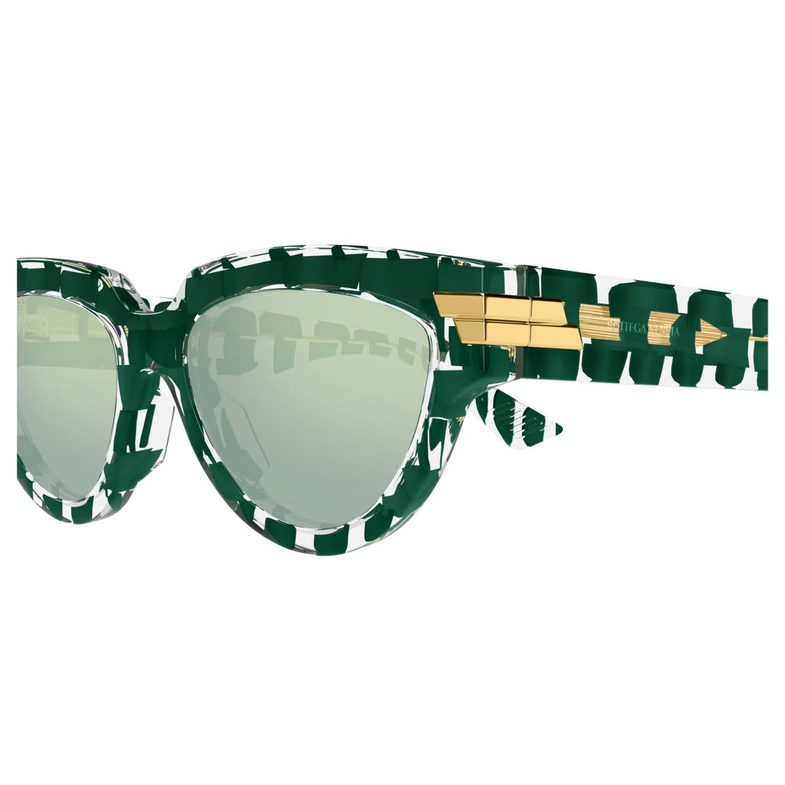 Bottega Veneta Bv1035s Cat-Eye Green Marbled Acetate Sunglasses