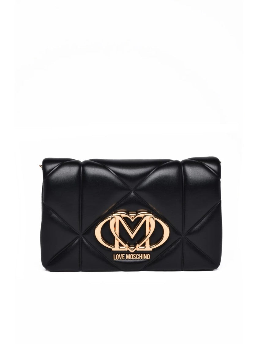 Love Moschino Black Polyurethane Quilted Shoulder Bag