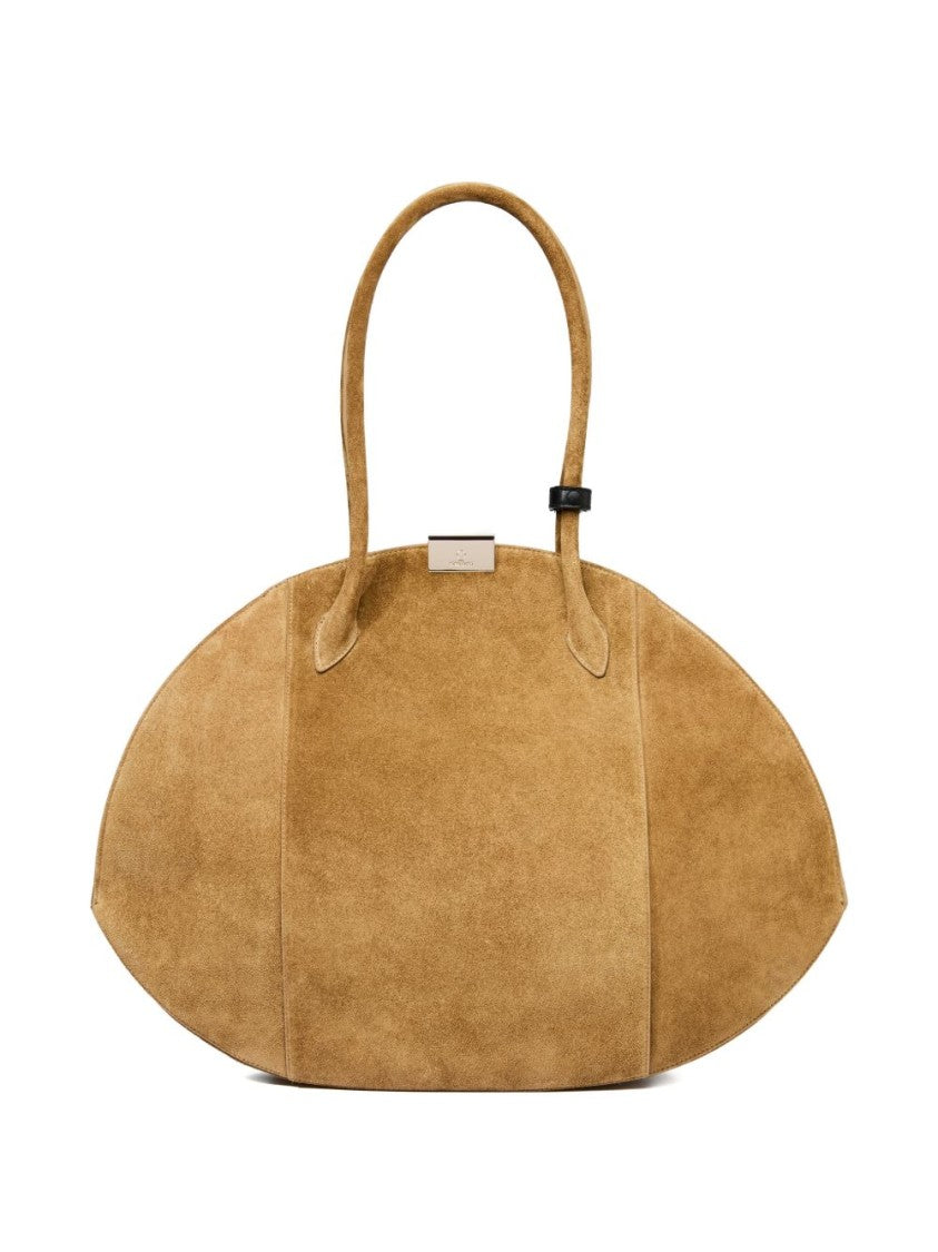 Nina Ricci Brown Elongated Oval Structured Silk Bag
