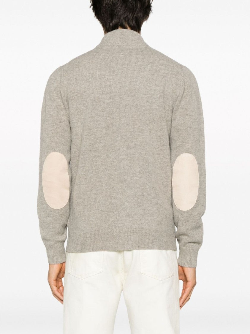 Barbour Fine Knit Wool Zip-Through Sweater With High Neck And Button Closure