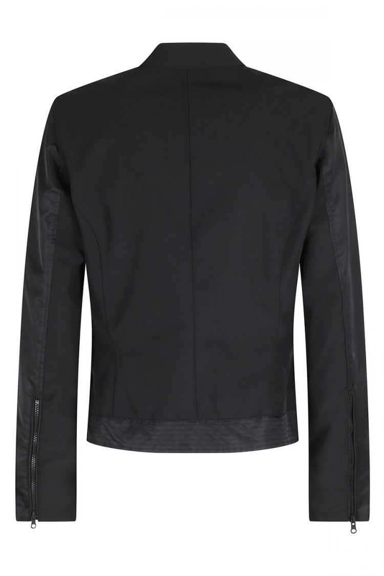 Blauer Black Band-Collar Zip-Front Polyamide Jacket