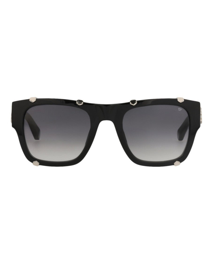 Philipp Plein Square-Frame Acetate Sunglasses With Gradient Lenses And Gothic Accents