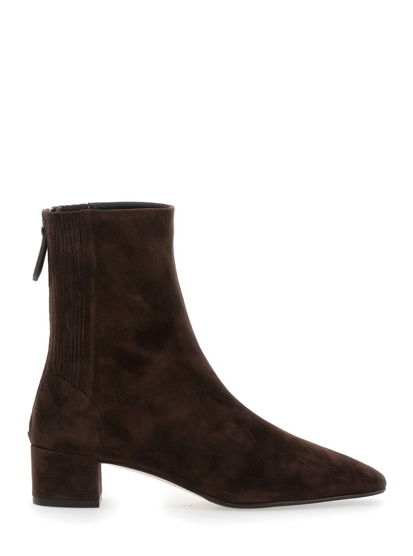 Aquazzura Pointed Toe Brown Suede Ankle Booties